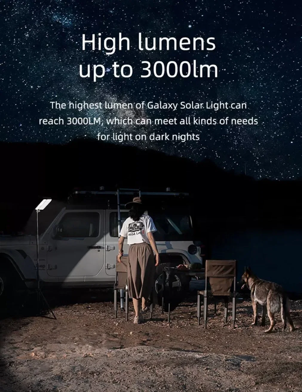 Economic Design High Lumen Construction Work Light Solar Tripod Rechargeable Camping Lights